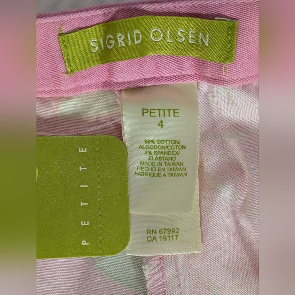 NWT Sigrid Olsen Pink, Orange, Green Floral Cotton Pants Suit Petite Size 4- - Picture 6 of 16